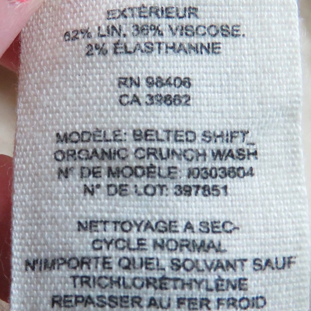 THEORY Organic Crunch Linen Belted Shift Dress Light Wheat Sz 00 *Belt missing* - Picture 15 of 16